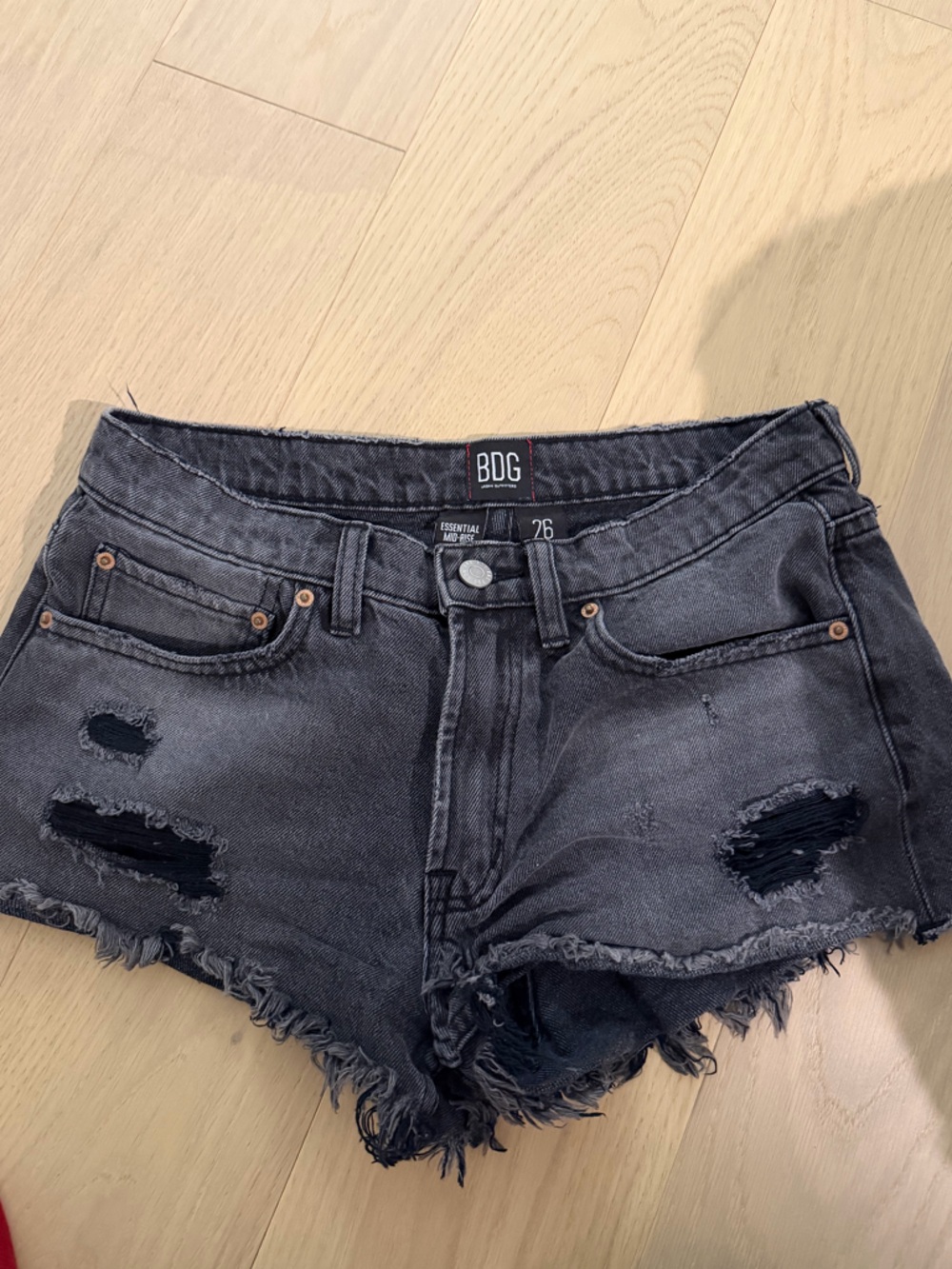 BDG Black Washed Distressed Denim Cutoff Shorts